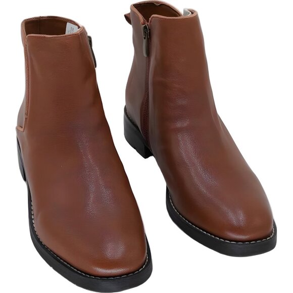Franco Sarto Marcus Cognac Leather Ankle Booties Women US 9M - Picture 1 of 6